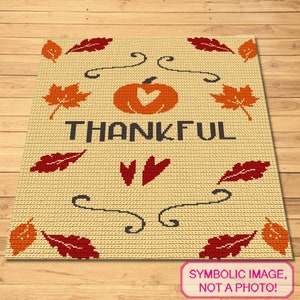 Thanksgiving Crochet Pattern - Tapestry Crochet Blanket Pattern with Written Instructions, Crochet Pumpkin Pattern, Crochet Orange Blanket