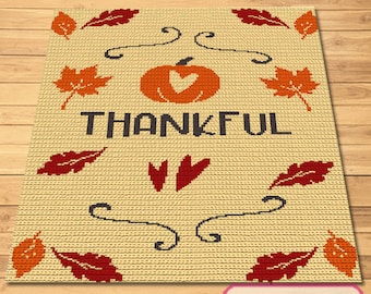 Thanksgiving Crochet Pattern - Tapestry Crochet Blanket Pattern with Written Instructions, Crochet Pumpkin Pattern, Crochet Orange Blanket