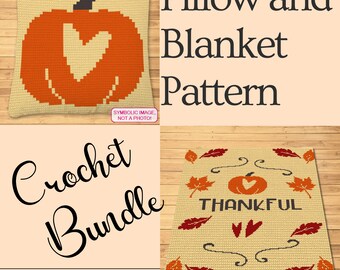 Thanksgiving Crochet Pattern - Tapestry Crochet Blanket Pattern, Crochet Pillow Pattern, Crochet Pumpkin Pattern, Crochet Fall Decor