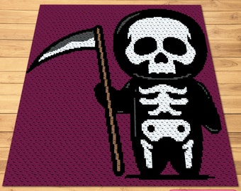 C2C Halloween Blanket Pattern, Corner to Corner Pattern, Crochet Grim Reaper Pattern, C2C Graphgan Pattern, Crochet Afghan Pattern