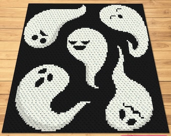 Crochet Ghost - This is a Halloween C2C Crochet Blanket Pattern with Written Instructions, Corner to Corner Crochet Patterns
