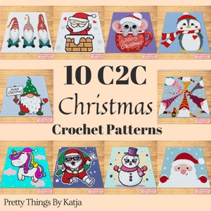 Christmas Crochet Bundle, C2C Crochet Pattern, Corner to Corner Crochet Blanket Pattern, C2C Afghan Pattern, Crochet Gnome, Winter Crochet