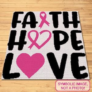 Cancer Crochet Blanket Pattern, Chemo Crochet, Awareness Ribbon Pattern, Pink Ribbon Crochet, Crochet Graphgan Pattern