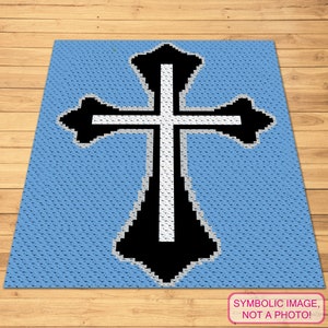Crochet Cross Pattern, C2C Graphgan Pattern, Crochet Celtic Pattern avec instructions écrites, Cross Afghan Pattern