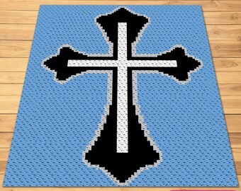 Crochet Cross Pattern, C2C Graphgan Pattern, Crochet Celtic Pattern with Written Instructions, Cross Afghan Pattern