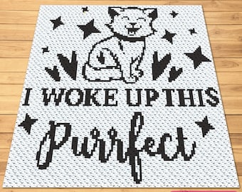 Crochet Cat Pattern - C2C Crochet Pattern with Written Instructions, Cat Crochet Blanket Pattern, Crochet Animal Pattern