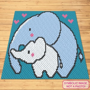 Crochet Elephant Pattern - C2C Elephant Blanket Pattern with Written Instructions, Corner to Corner Blanket Pattern, C2C Graphgan Pattern