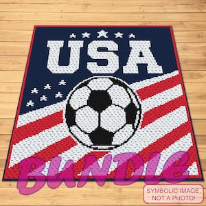 USA Soccer Crochet Pattern BUNDLE, SC and C2C Blanket Patterns, American Flag Graphghan, Soccer Ball Crochet Graph, Patriotic Crochet