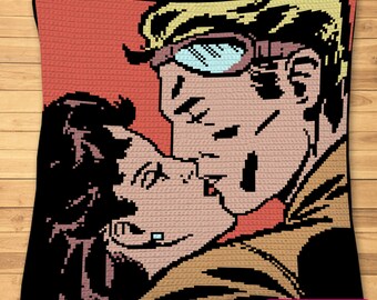 Vintage Crochet Couple Pattern - Crochet Pillow Pattern, Crochet Wedding Blanket Pattern, Crochet Comic Book, Crochet Pilot Pattern