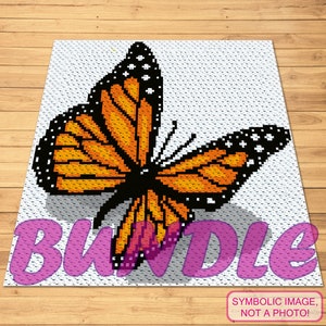 Farfalla all'uncinetto - C2C Crochet Afghan e Tapestry Crochet Pillow Pattern. Riceverai entrambi con istruzioni scritte.