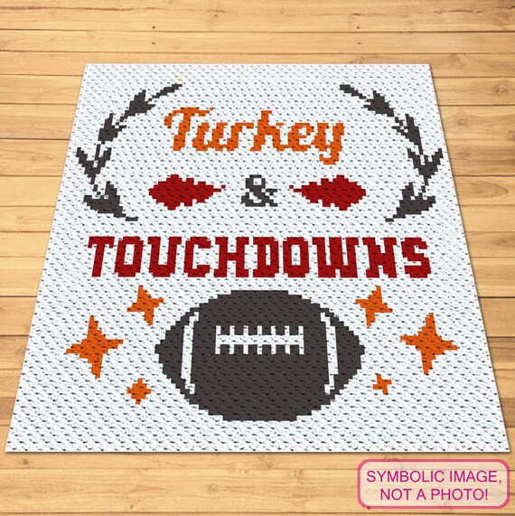 Thanksgiving Crochet Pattern, C2C Crochet Blanket Pattern, Crochet Football Pattern, Fall Crochet Decor, Crochet Turkey Pattern