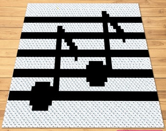 C2C Crochet Blanket Pattern, Crochet Pillow Pattern, Crochet Music Note, Crochet Graphgan Pattern, Crochet Cushion Pattern