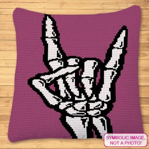 Crochet Skeleton Pattern, Crochet Pillow Pattern, Rock Crochet Blanket Pattern, Crochet Hand Pattern, SC Crochet Pattern, Crochet Cushion
