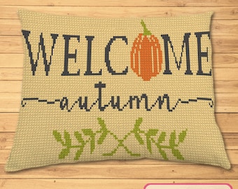 Autumn Crochet Pattern, Fall Crochet Pillow Pattern, Crochet Pillow Case Pattern, Crochet Pumpkin Pattern, Crochet Graphgan Pattern