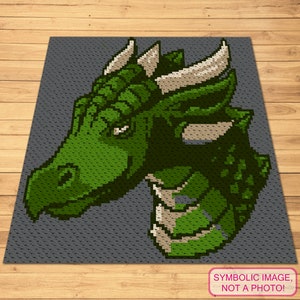 Crochet Dragon Pattern - C2C Crochet Blanket Pattern, Crochet Graphghan Pattern, Mythological Pattern, Mystical Pattern