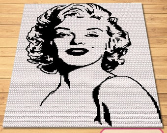 Crochet Marilyn Monroe Pattern - SC Pattern with Written Instructions, Crochet Blanket Pattern, Crochet Movie Pattern, Crochet Portrait