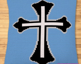Crochet Cross Pattern, Tapestry Crochet Crochet Pillow Pattern, Crochet Graphgan Pattern, Crochet Celtic Pattern with Written Instructions