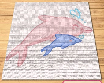 Crochet Dolphin Pattern, Tapestry Crochet Blanket Pattern, Crochet Graphgan Pattern, Crochet Sea Animal Pattern, Crochet Afghan Patterns PDF