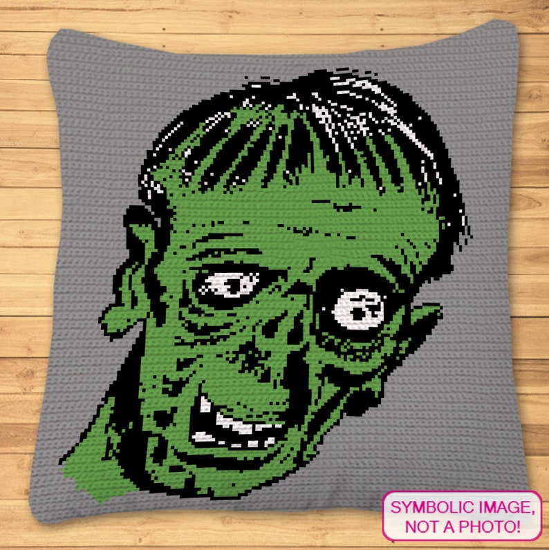 Crochet Zombie Halloween Pillow Pattern Halloween Crochet Blanket Crochet Graphgan Pattern