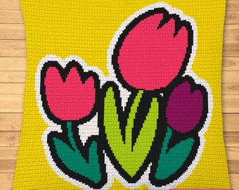 Flower Crochet Cushion, Floral Crochet Pattern, Crochet Graphgan Pattern, Flower Pillow Pattern, Spring Crochet Blanket, Cute Crochet