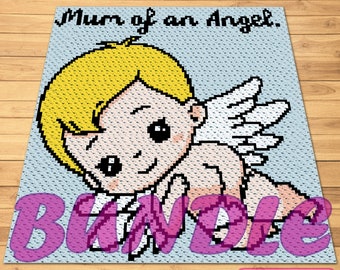 Angel Baby Crochet Blanket - Crochet BUNDLE: C2C Baby Blanket, Crochet Pillow Pattern - Crochet Angel Pattern with Written Instructions