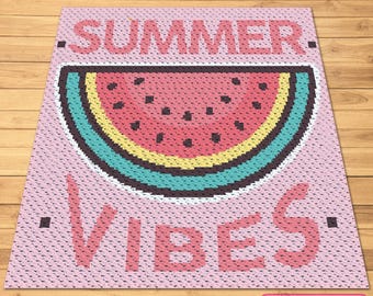 Crochet Watermelon Props, C2C Crochet Blanket Pattern, Corner to Corner Pattern, Crochet Summer Pattern, Crochet Fruit Pattern, C2C Graphgan