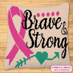 Crochet Pillow Case Pattern, Chemo Crochet, Awareness Ribbon Pattern, Cancer Ribbon Crochet, Cancer Pillow, Pink Ribbon Crochet, Graphgan