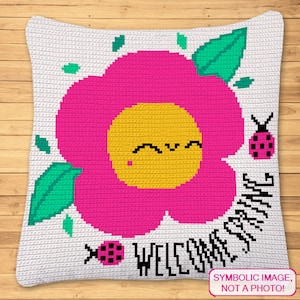 Crochet Spring Flower Pattern - Tapestry Crochet Blanket Pattern, Flower Pillow Pattern, Crochet Daisy Pattern