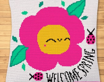 Crochet Spring Flower Pattern - Tapestry Crochet Blanket Pattern, Flower Pillow Pattern, Crochet Daisy Pattern