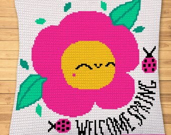 Crochet Spring Flower Pattern - Tapestry Crochet Blanket Pattern, Flower Pillow Pattern, Crochet Daisy Pattern