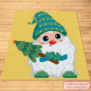 C2C Crochet Gnome Pattern, Christmas Crochet Afghan Pattern, Winter Crochet Blanket, C2C Graphgan Pattern with Written Instructions