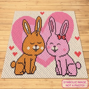かわいいかぎ針編みのウサギのパターン、C2C アフガン パターン、かわいいかぎ針編みの動物のパターン、C2C かぎ針編みのウサギのブランケット、かぎ針編みのウサギのパターン、かぎ針編みの愛