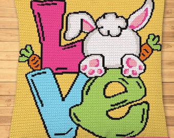 Easter Crochet Pattern, Crochet Bunny Pattern, Easter Decor, Crochet Graph, Crochet Pillow Pattern, Tapestry Crochet Pattern, Funny Crochet