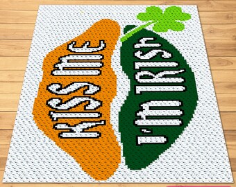 Irisches C2C Häkelmuster, St Patricks Day Häkelmuster - C2C Afghan Muster mit schriftlicher Anleitung - Corner to Corner Blanket Pattern