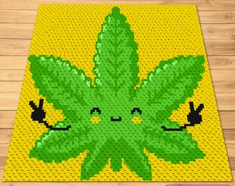 Crochet Marijuana Leaf - Summer Crochet Pattern - C2C Crochet Blanket Pattern with Written Instructions
