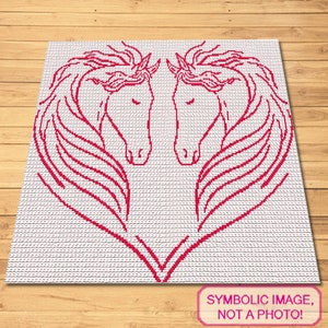 Crochet Horse Pattern - This is a Tapestry Crochet Blanket Pattern, Crochet Graphgan Pattern with Written Instructions