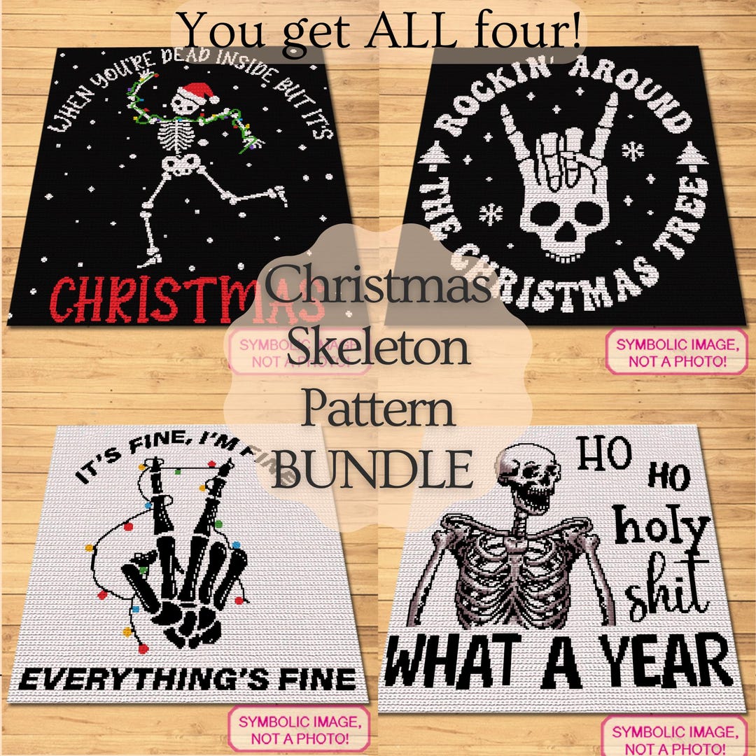Christmas Crochet Skeleton Pattern BUNDLE, Single Crochet Blanket ...