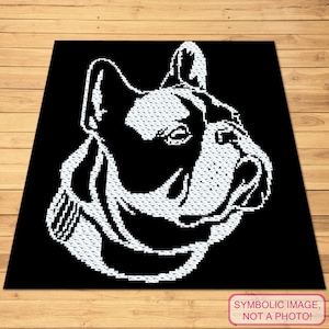 Bouledogue français au crochet, motif C2C, motif d'angle à coin, Graphghan, motif amoureux des chiens, couverture pour chien bricolage, motif facile au crochet