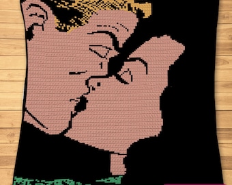 Retro Crochet Couple Pattern - Crochet Wedding Blanket Pattern, Crochet Pillow Pattern, Crochet Comic Book, Crochet Graphgan Pattern
