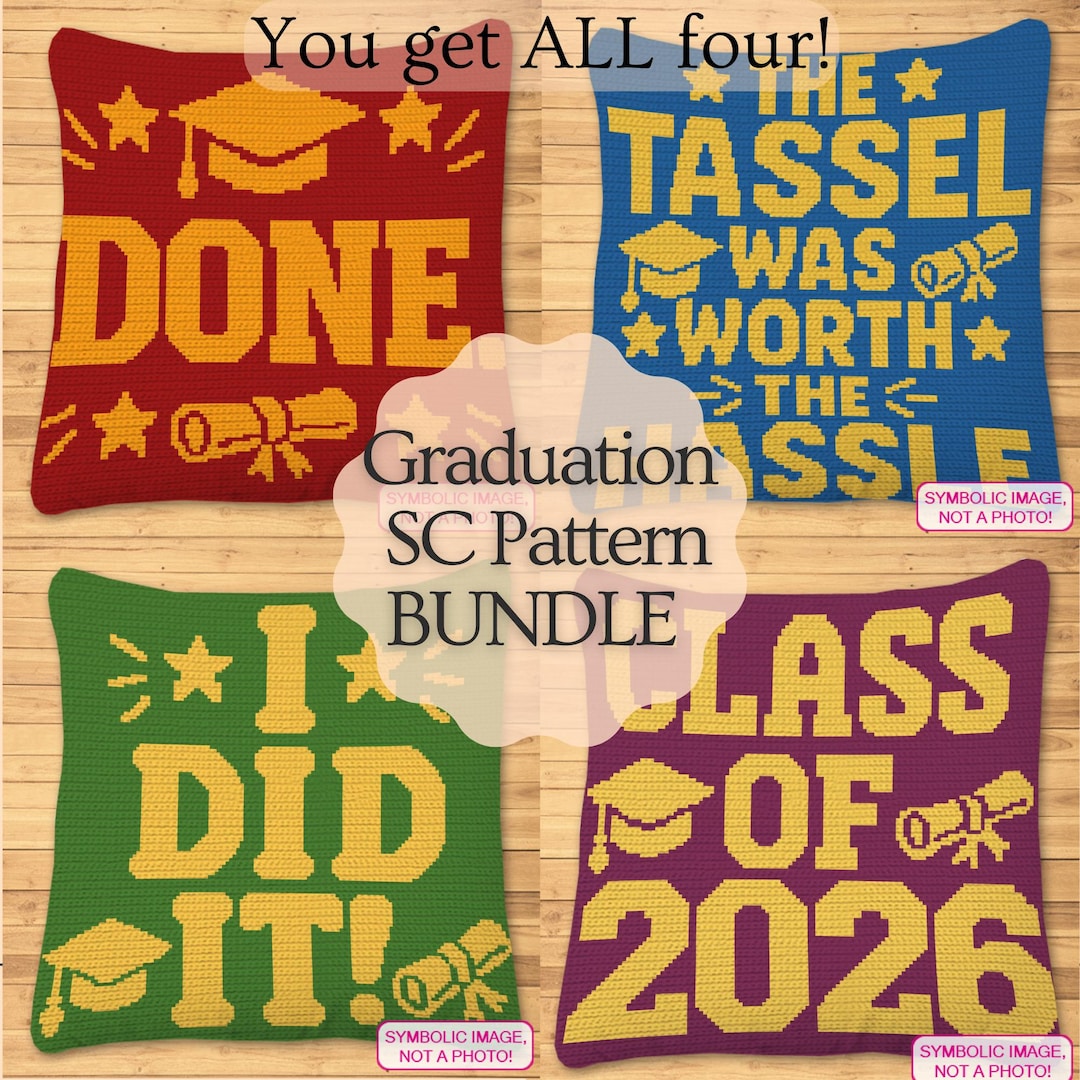 Graduation Crochet Pattern Bundle – 4 Single Crochet (SC) Graphgan ...