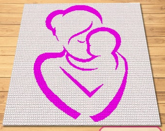 Virkad mamma och bebis, Virkad filt, Virkmönster för mors dag, Virkad filt för nyfödd, Virkad mamma och dotter