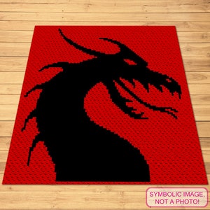 Crochet Dragon Pattern - C2C Crochet Blanket Pattern, Crochet Graphgan Pattern, Mythological Pattern, Mystical Pattern