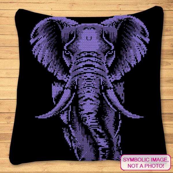 Elefant-Häkelmuster - SC Häkeldecke und Kissen Muster mit schriftlicher Anleitung, Häkel-Graphgan-Muster, Safari-Häkelmuster