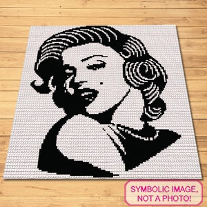 Tapestry Crochet Blanket Pattern, Crochet Pillow Pattern, Crochet Celebrity Marilyn Monroe, Crochet Portrait Pattern, Crochet Graphghan image 2