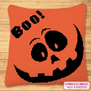 Halloween Crochet Pumpkin Pattern, Tapestry Crochet Blanket Pattern, Crochet Pillow Pattern, Crochet Graphgan Pattern