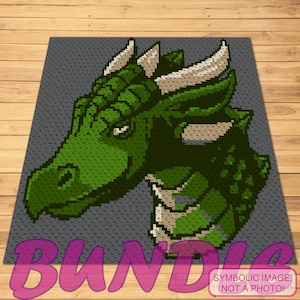 Crochet Dragon Pattern BUNDLE - C2C Crochet Blanket Pattern, Crochet Pillow Pattern, Crochet Graphghan Pattern, Mythological Pattern