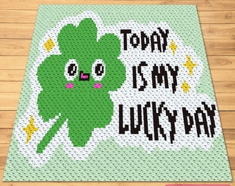 Crochet Clover Pattern - C2C Crochet Blanket Pattern with Written Instructions. St Patricks Day Crochet Pattern, C2C Graphgan Pattern
