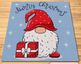 Crochet Gnome Pattern, Christmas Crochet Afghan Pattern, Crochet Christmas Decorations Pattern, Tapestry Crochet Blanket Pattern