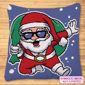Christmas Crochet Santa Pattern, Tapestry Crochet Blanket Pattern, Xmas Crochet Pillow Pattern, Crochet Santa Claus, Graphghan Pattern