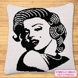 Tapestry Crochet Blanket Pattern, Crochet Pillow Pattern, Crochet Celebrity Marilyn Monroe, Crochet Portrait Pattern, Crochet Graphghan image 1